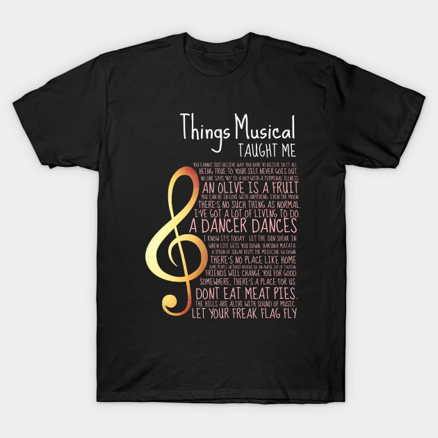 'Things Musicals Taught Me' Awesome Music Gift T-Shirt by ourwackyhome
